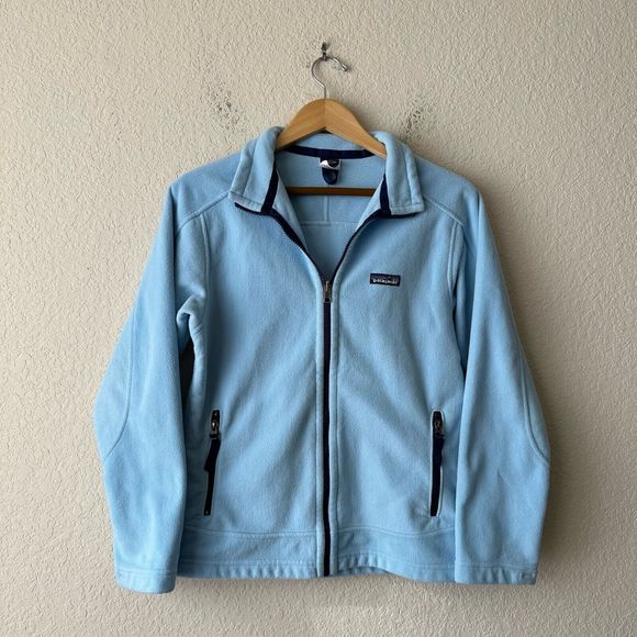 PATAGONIA Girls Full Zip Fleece Jacket in Baby Blue - Picture 1 of 11